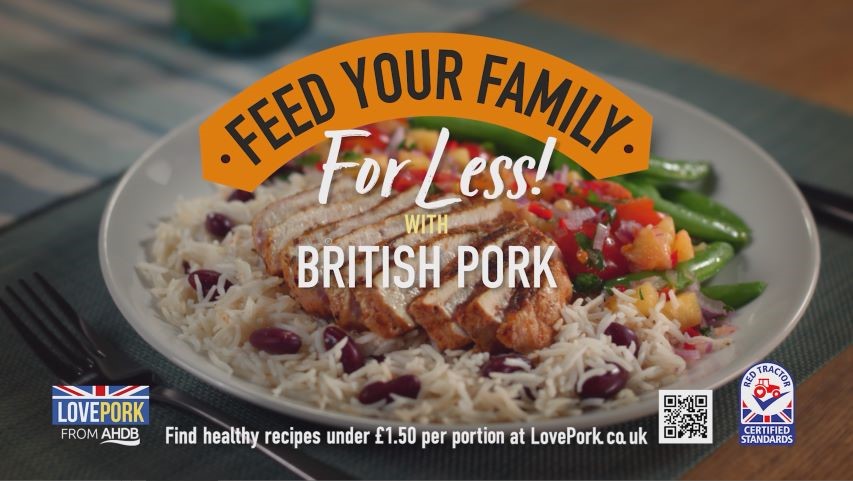 End frame of the new Feed your Family for Less pork campaign TV advert